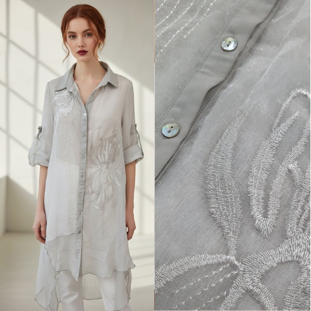 Sheer embroidered shirt dress - Violet Ruby brand